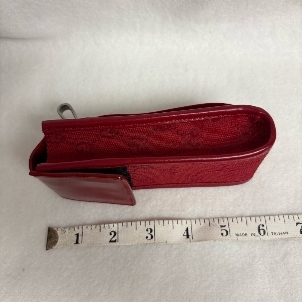 VTG GUCCI Red Belt Pouch Case GG Print Clip Old Cell Phone Pouch - Picture 13 of 15